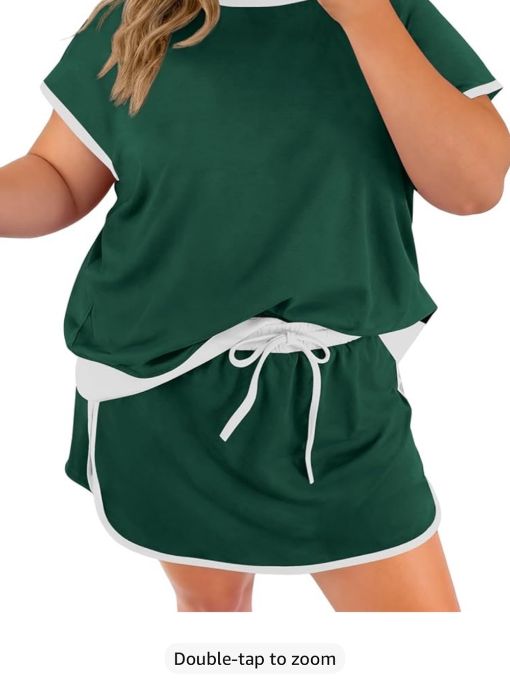 Amazon Casual Two-Piece Tee & Skort Set in Dark Green with White Trim